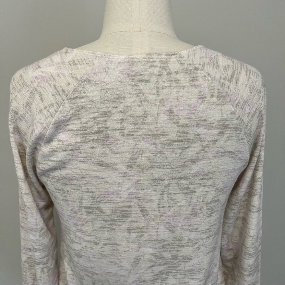 Aritzia Wilfred Free Brauw T-Shirt Cream Floral Print 3/4 Sleeve Top - Picture 13 of 16